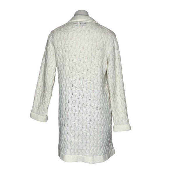 HUDSONS BAY The Bay Cardigan Longline Open Front Ivory Vintage - Picture 2 of 7